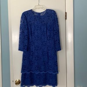 Royal blue cocktail lace overlay. Cocktail dress